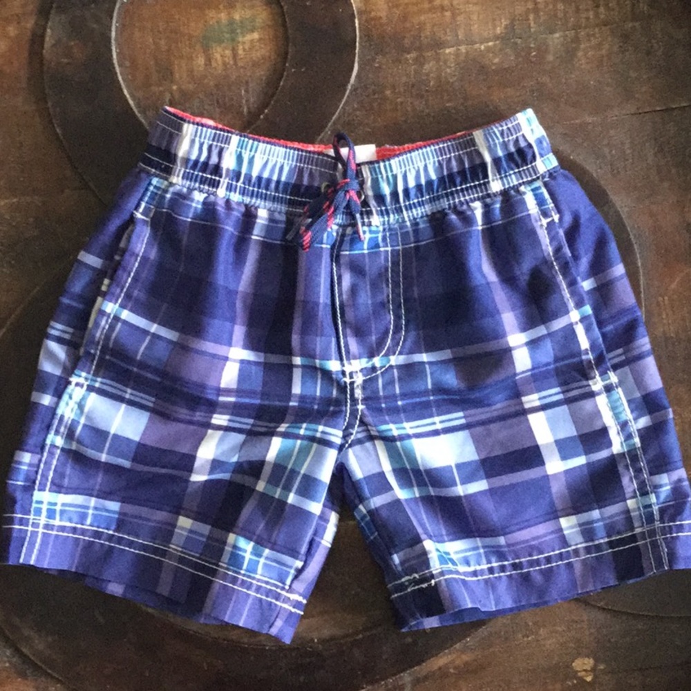 Carter’s Blue Plaid Toddler Boy Swim Trunks 2T